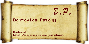 Dobrovics Patony névjegykártya